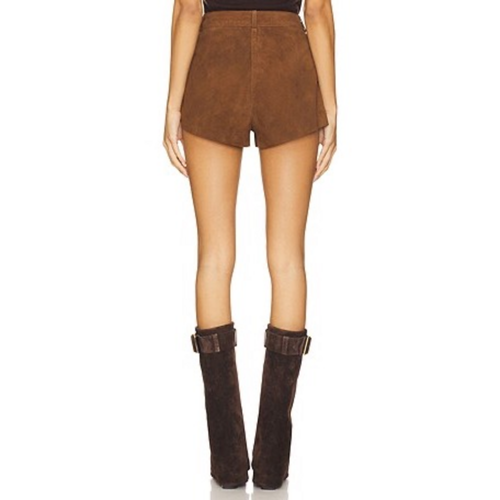ZUT x REVOLVE Waistband Shorts in Camel Suede in Brown - Picture 4 of 6